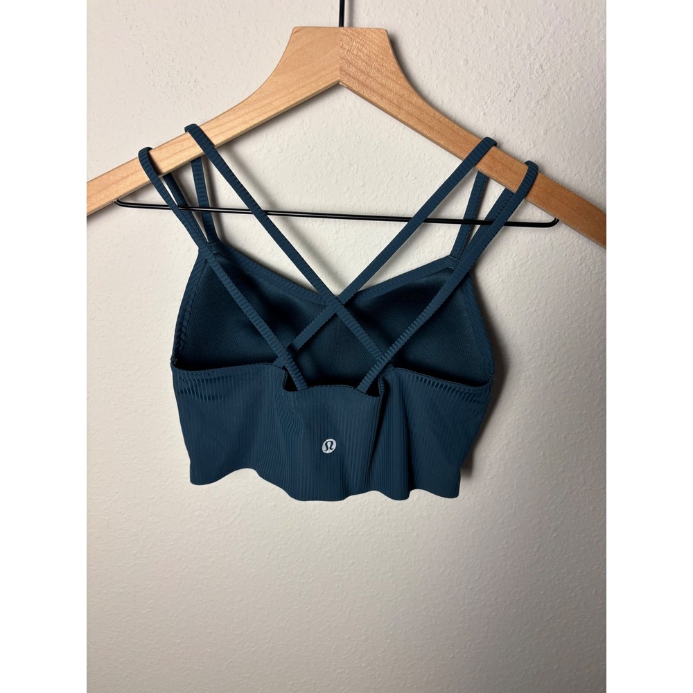 Lululemon Like a Cloud Ribbed Longline Bra Light Support B/C Cup Teal Size 4 - Picture 2 of 3